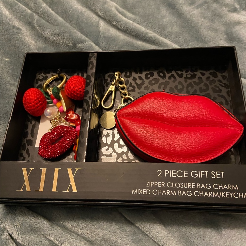 Collection XIIX Red Lip Zipper Coin Purse & Matching Charm Keychain